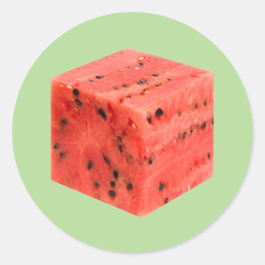 Sticker Rond Cube d'origine frais de pastèque rouge sucrée (Devant)