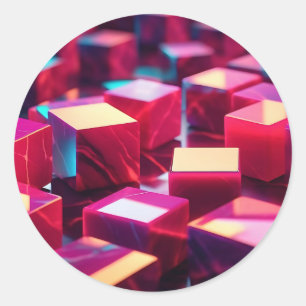 Sticker Rond Cube en marbre néon