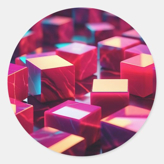 Sticker Rond Cube en marbre néon (Devant)