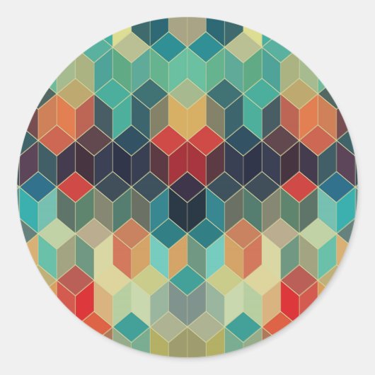 Sticker Rond Cubes colorés Motif géométrique 2 (Devant)