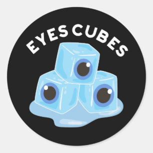 Sticker Rond Cubes d'yeux amusant pistolet à glace foncé BG