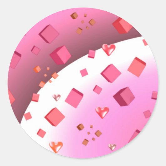 Sticker Rond Cubes et cœurs flottants (Devant)