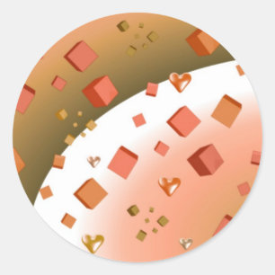 Sticker Rond Cubes et coeurs flottants