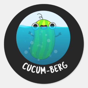 Sticker Rond Cucum-berg Funny Concomber Pun Dark BG