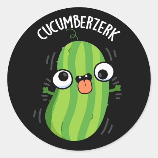 Sticker Rond Cucumberzerk Funny Berzerk Cucumber Pun Dark BG (Devant)