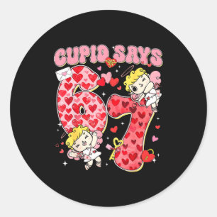 Sticker Rond Cud dit 67 drôle de Saint-Valentin Six Sept Cœur R