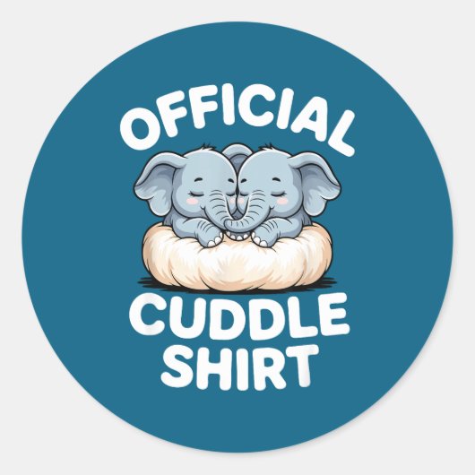 Sticker Rond Cuddle Shirt Cute Baby Elephant Snuggle  (Devant)