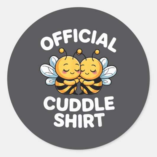 Sticker Rond Cuddle Shirt Cute Bees Funny Cozy Couple  (Devant)
