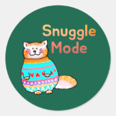 Sticker Rond Cuddly Ginger Cat Snuggle Mode (Devant)
