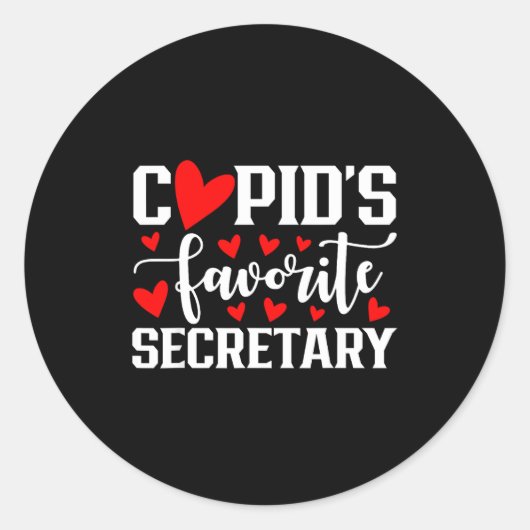 Sticker Rond Cud's Favorite Secretary Cute Heart Valentine's Da (Devant)