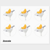 Sticker Rond Cuillère de yaourt de pêche ou d'abricot (Feuille)