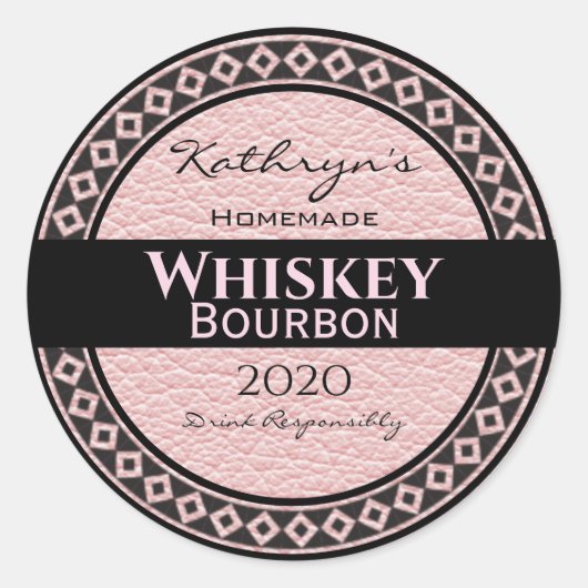 Sticker Rond Cuir rose personnalisé rond (Devant)