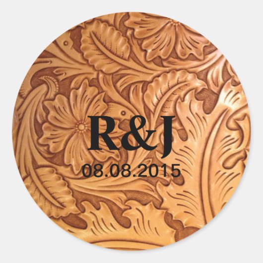 Sticker Rond cuir western rustique trop ouvragé de cowboy (Devant)