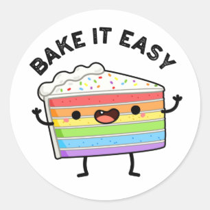 Sticker Rond Cuire Il Facile Fâcheux Pun De Gâteau