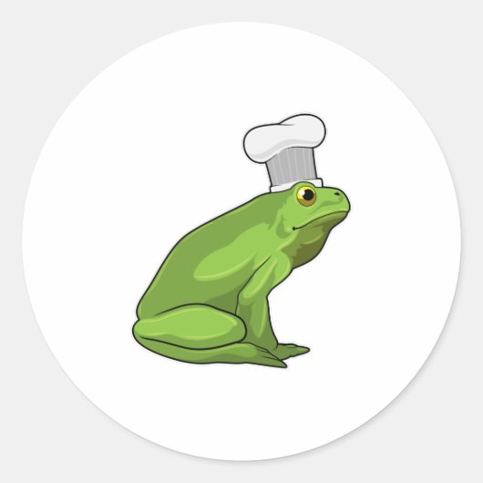 Sticker Rond Cuire la grenouille avec casquette (Devant)