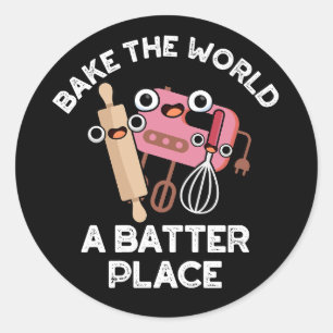Sticker Rond Cuire Le Monde Un Bateau Lieu Cuisson Pun Dark BG