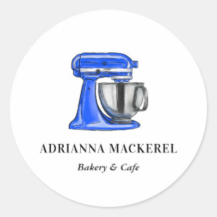 Sticker Rond Cuisine à base de Whiskeur Bleu Pâtisserie Chef 