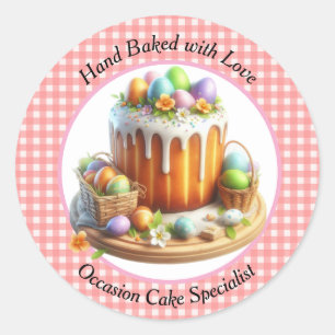 Sticker Rond Cuisiné à la main avec l'amour Occasion gâteau de
