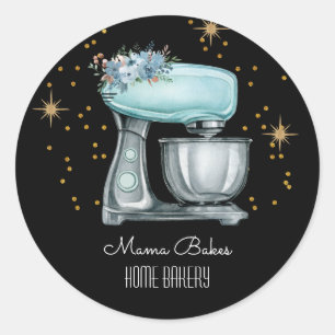 Sticker Rond Cuisine à l'aquarelle Baker Chef pâtisserie