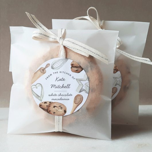 Sticker Rond Cuisine à l'aquarelle personnalisée