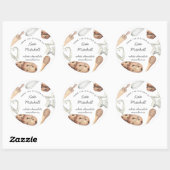 Sticker Rond Cuisine à l'aquarelle personnalisée (Feuille)