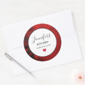 Sticker Rond Cuisine Abstraite moderne noire et rouge (Enveloppe)