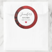 Sticker Rond Cuisine Abstraite moderne noire et rouge (Sac)