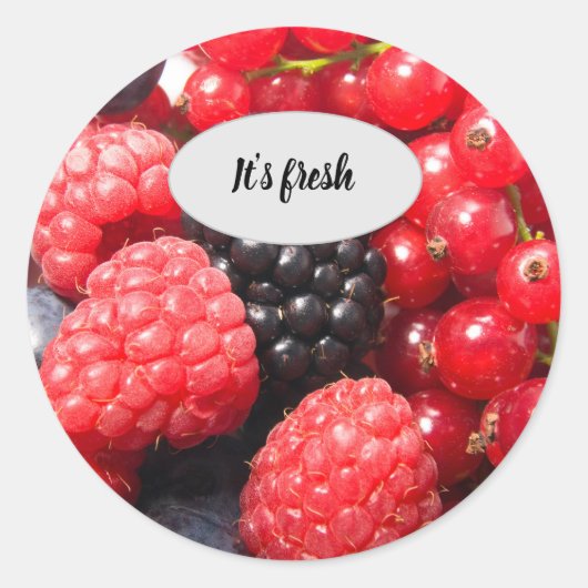 Sticker Rond Cuisine aux fruits frais texte photo (Devant)