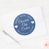 Sticker Rond Cuisiné Avec Amour Choco Cookies Bleu Et Blanc (Enveloppe)