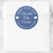 Sticker Rond Cuisiné Avec Amour Choco Cookies Bleu Et Blanc (Sac)