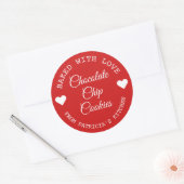 Sticker Rond Cuisiné Avec Amour Choco Cookies Rouge Et Blanc (Enveloppe)