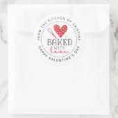 Sticker Rond Cuisiné avec amour de la cuisine de Valentine's (Sac)