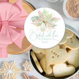 Sticker Rond Cuisiné avec amour Noël Cookie Pastel Floral