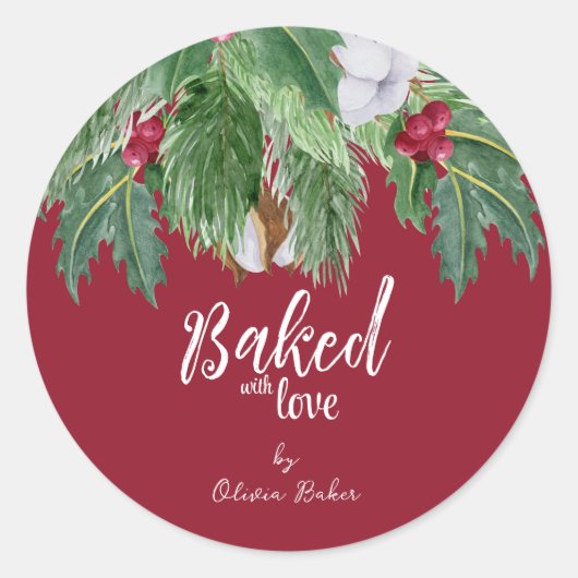 Sticker Rond Cuisiné avec Amour | Pâtisserie de Noël (Devant)