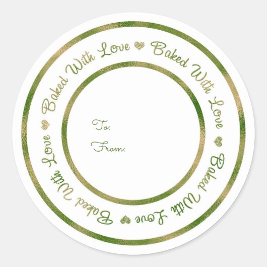 Sticker Rond Cuisiné Avec Amour Traitez Vert Brillant Glam Mode (Devant)