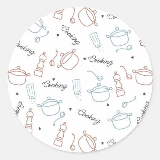 Sticker Rond Cuisine bien avec Motif d'amour (Devant)