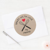 Sticker Rond Cuisine Cuisine Amoureuse Whisk Rustique Kraft (Enveloppe)