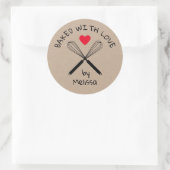 Sticker Rond Cuisine Cuisine Amoureuse Whisk Rustique Kraft (Sac)