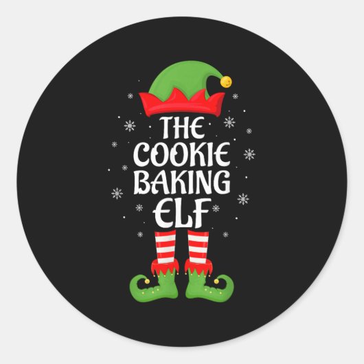 Sticker Rond Cuisine de biscuits Elf Xmas Famille Correspondanc (Devant)