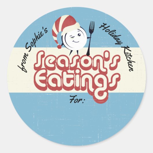Sticker Rond Cuisine de cuisine de vacances rétro Noël à (Devant)