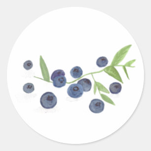 Sticker Rond Cuisine de fruits Blueberries aquarelle rustique c