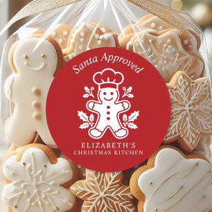 Sticker Rond Cuisine de Noël approuvée par le Père Noël fait ma