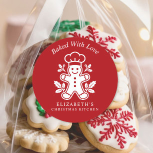 Sticker Rond Cuisine de Noël Cuite avec Amour