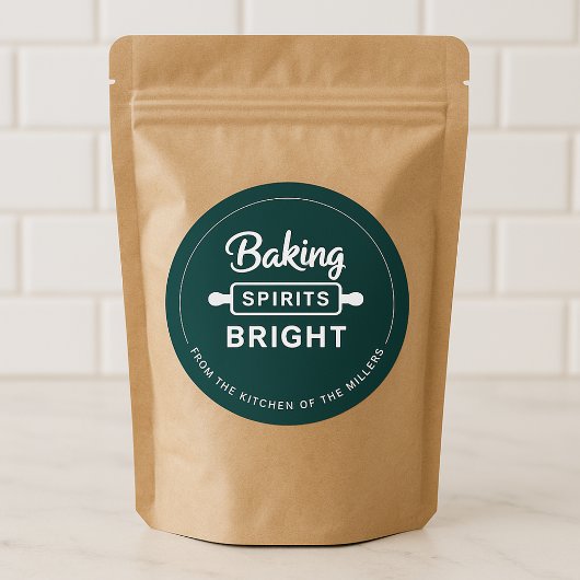 Sticker Rond Cuisine de Noël Esprits vert brillant