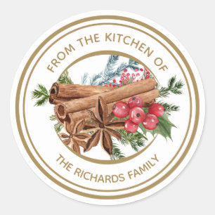 Sticker Rond Cuisine de Noël personnalisée Cuisine de vacances