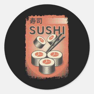 Sticker Rond Cuisine de sushi japonaise parfaite   Conception d