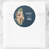 Sticker Rond Cuisine Feuille à l'aquarelle mignonne et tropical (Sac)