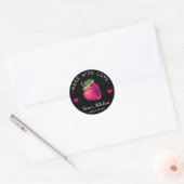 Sticker Rond Cuisine Fraise Maison Fabriquée Avec Amour Noir (Enveloppe)