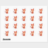 Sticker Rond Cuisine Kitten Cat Orange Tabby Kitty Lover (Feuille)