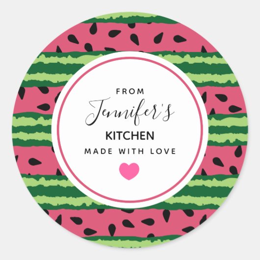 Sticker Rond Cuisine Motif Pink & Green (Devant)